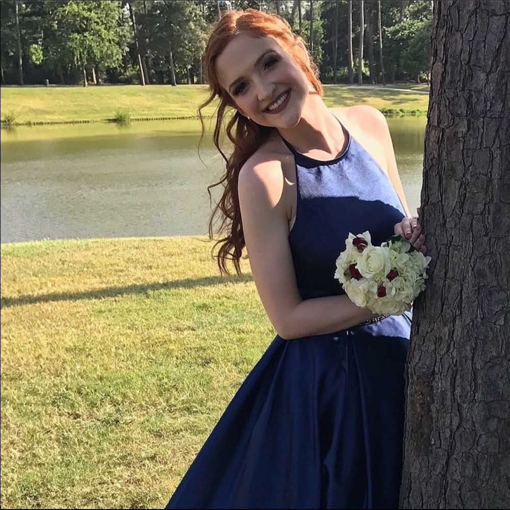 SHERRI HILL blue prom dress Size 4